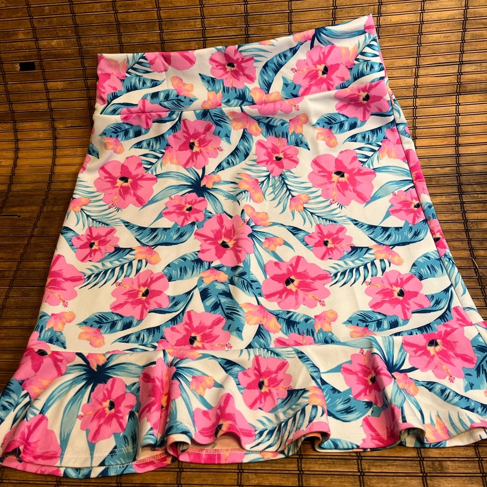 Tropical print fitted skirt